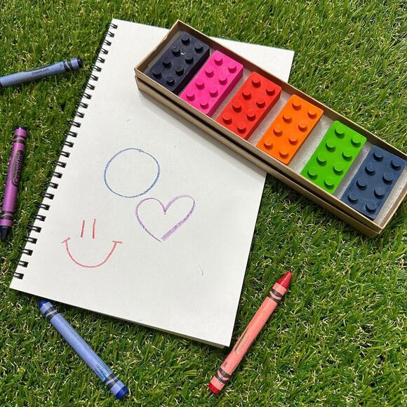 2/$24 Building Bricks Blocks Crayons (6), Kids Girls Boys Gender Neutral Gift - Picture 5 of 9